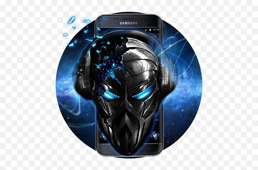 Blue Tech Metallic Skull Theme - Apps On Google Play Robot Wallpaper For Android Emoji,Flag Emoji Galaxy S6