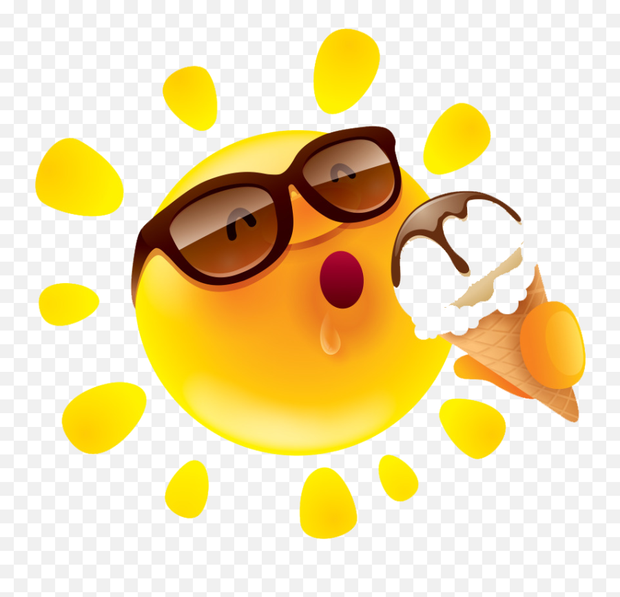 Picture - Sun Eating Ice Cream Emoji,Eating Emoticon