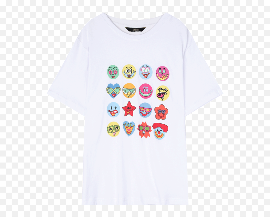 Elfsack Harajuku Green Smile Print Casual T - Shirts Women 2020 Summer Elf White Short Sleeve Korean Ladeis Daily Graphic Tops Short Sleeve Emoji,Cute Emoji Shirts
