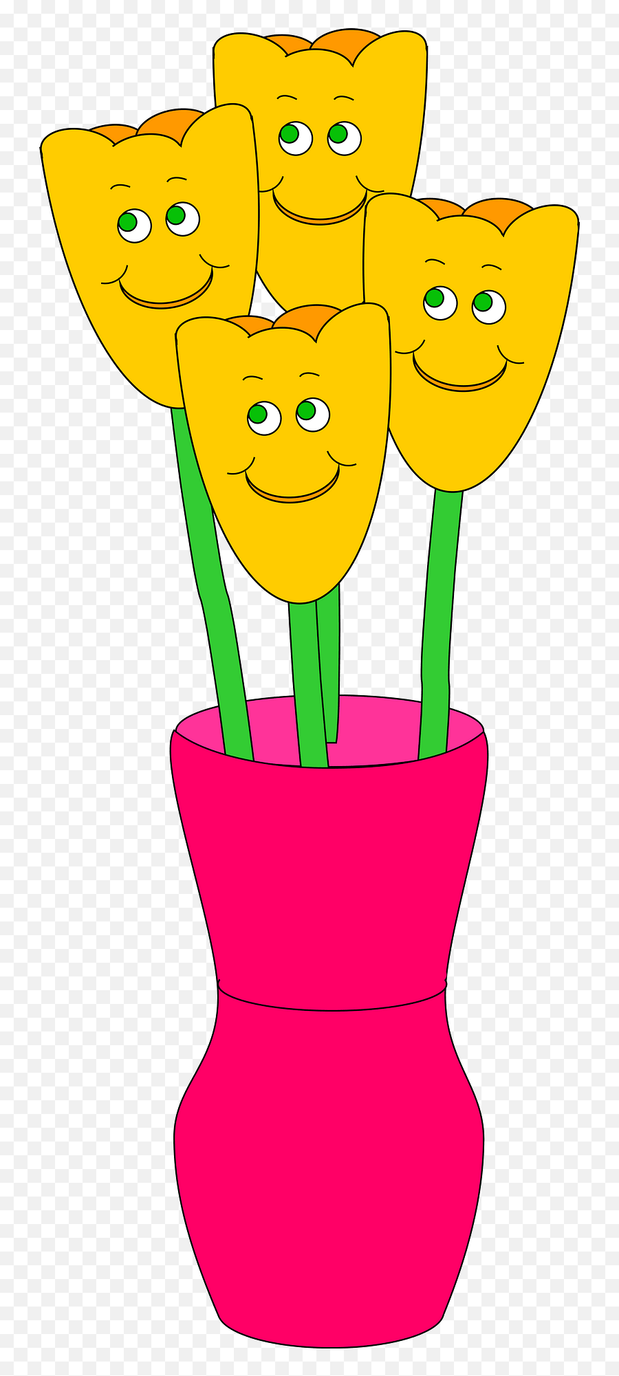 Pink Vase Of Yellow Tulips With Faces Clipart Free Download Emoji,Lavender Emoticon