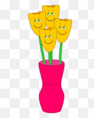 Pink Vase Of Yellow Tulips With Faces Clipart Free Download Emoji,Lavender Emoticon