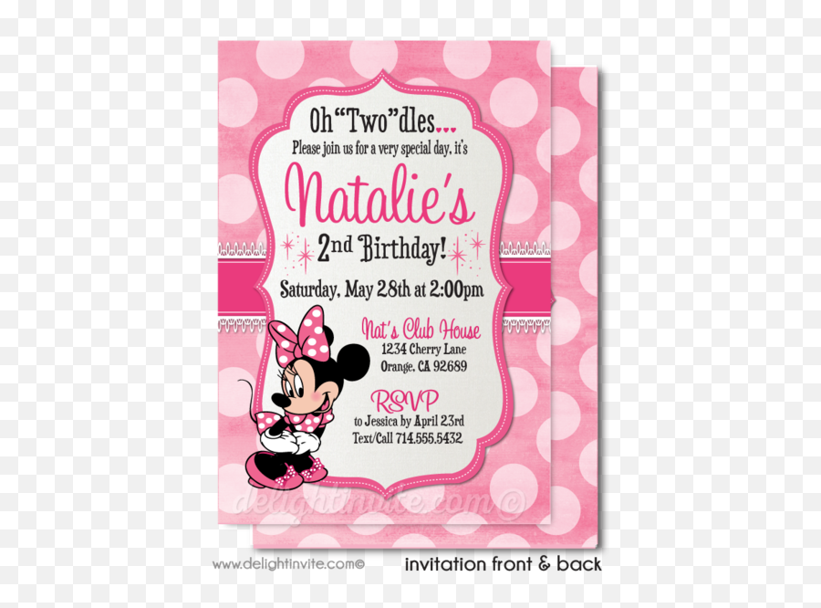 Digital Birthday Invites Tagged - Minnie Mouse 2nd Birthday Invitation Emoji,Minnie Mouse Print Text Emoji