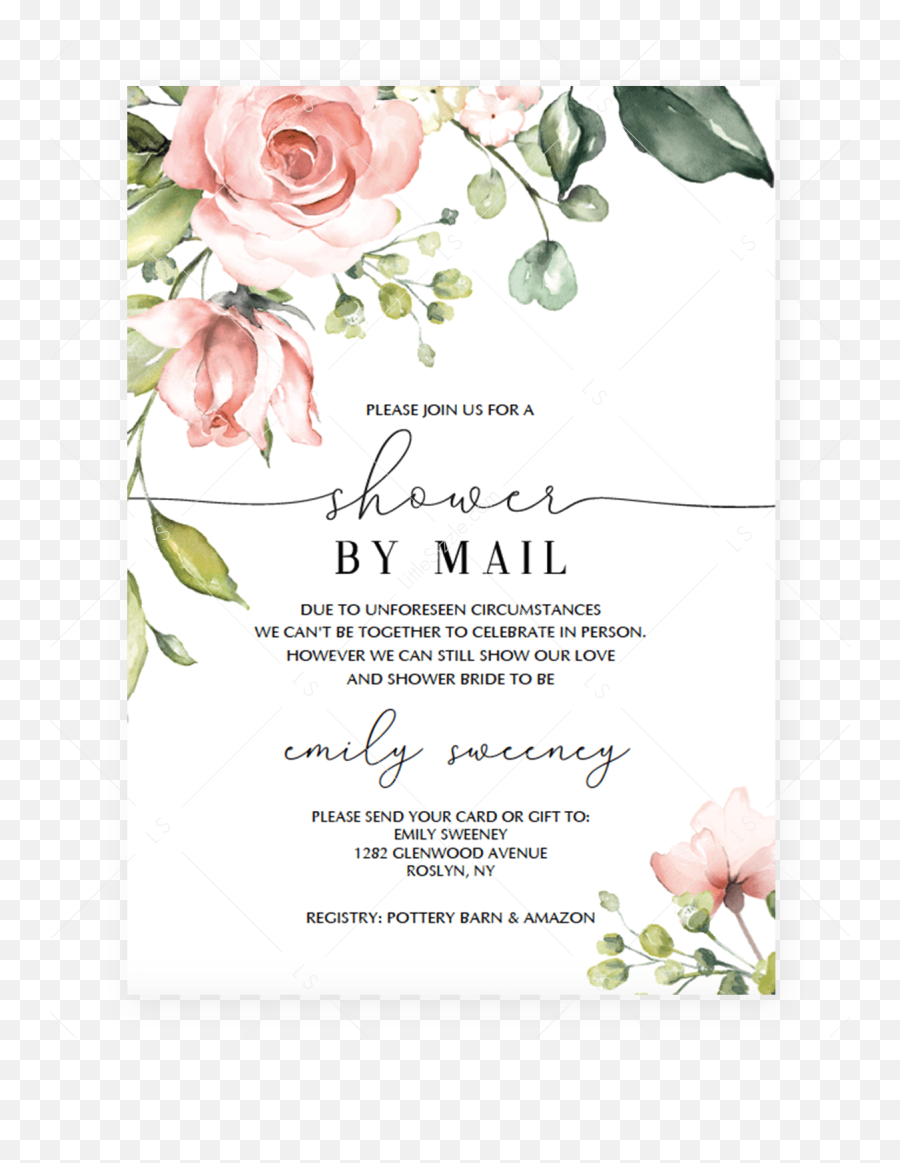 Long Distance Bridal Shower By Mail Invitation Template Emoji,Love And Flowers Emojis That You Can Copy Into Emails