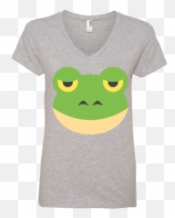 Frog Face Emoji Ladies V,Frog Emoji