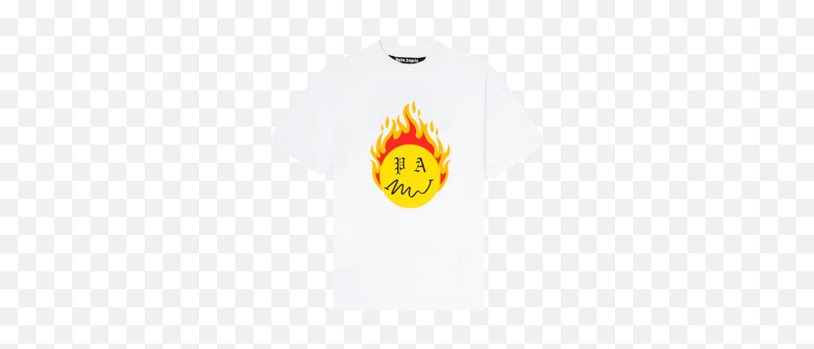 Palm Angels Burning Head Short - Sleeve Tshirt U0027whiteyellow Emoji,Palms Up Brown Emoji