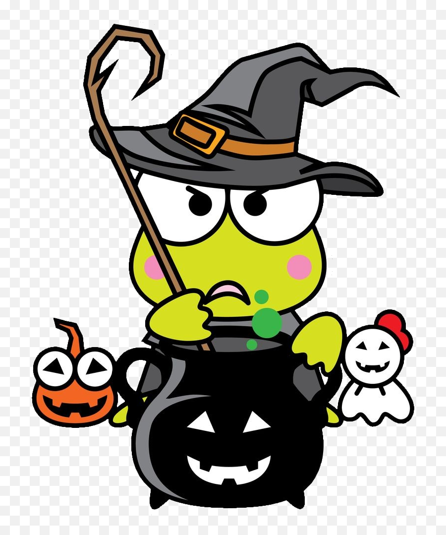 Keroppi Witch Pumpkin Halloween Ghost Sticker By - Keroppi Halloween Emoji,Ghost Emoji Hat