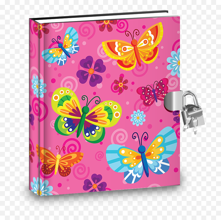 Gift Idea Pink Butterfly Kids Diary With Lock - Girly Emoji,Pink Butterfly Emoji