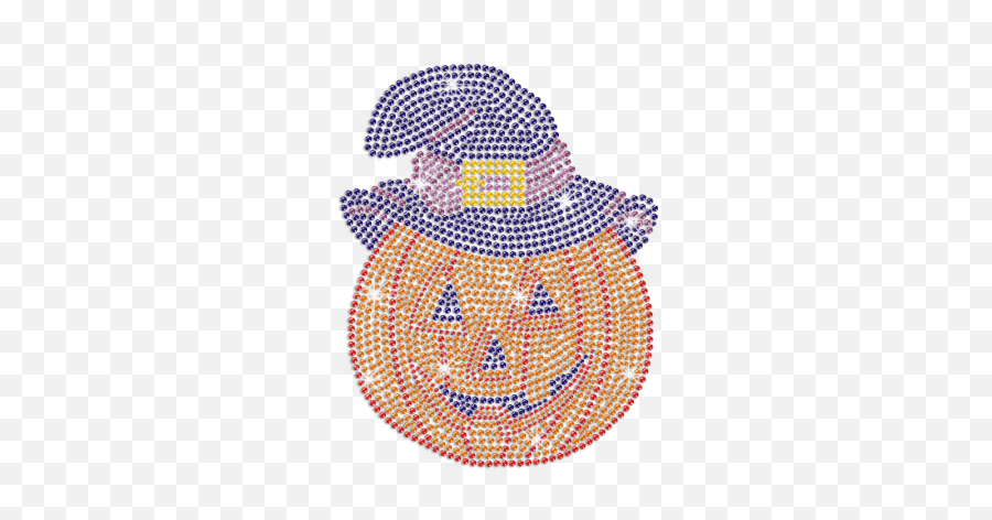 Bling Pumpkin With Wizardu0027s Hat Iron On Rhinestone Transfer - Happy Emoji,Pumpkins Emotion Faces