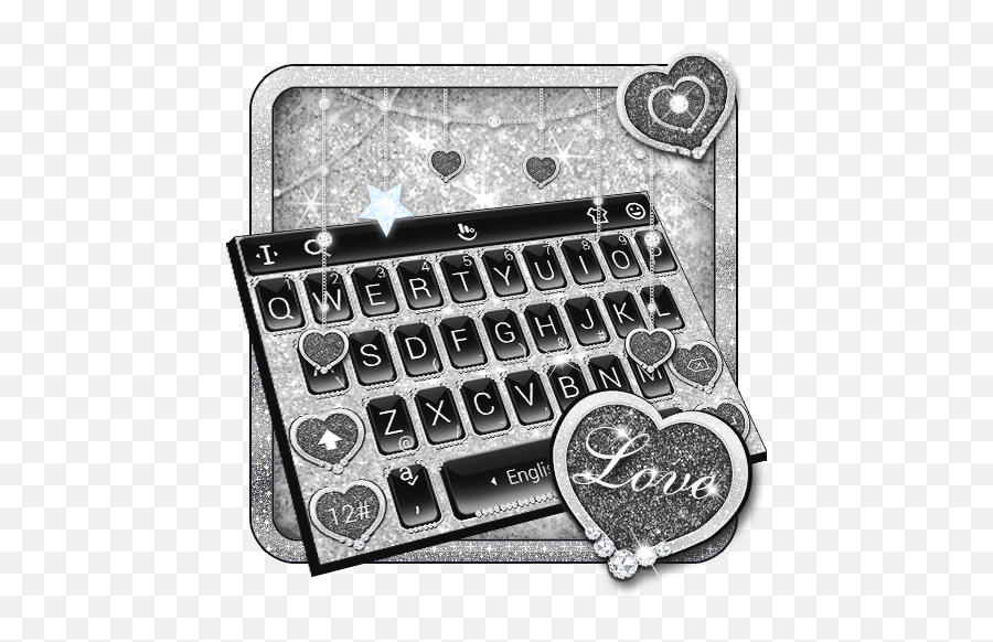 Black Silver Glitter Keyboard Theme Apk 6652019 - Black Glitter Silver Keyboard Emoji,