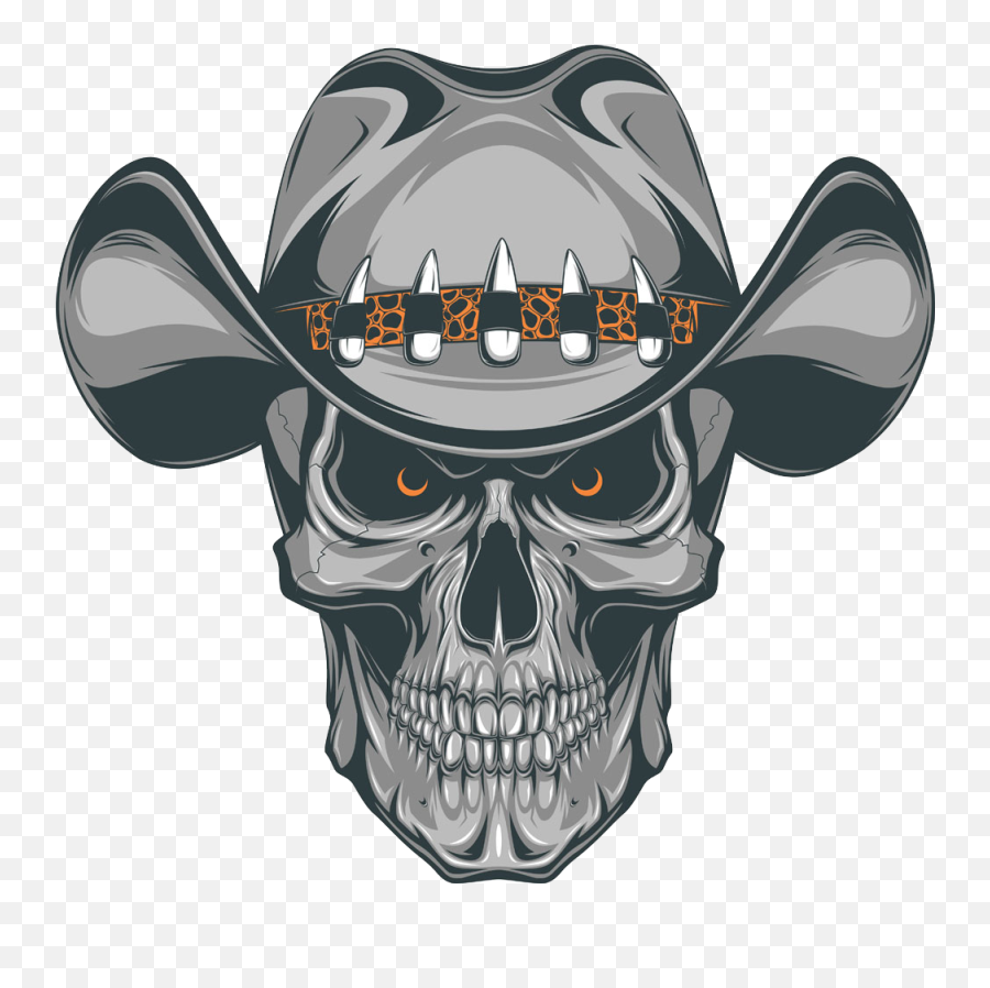 Download And School Old Skull Cowboy Tattoo Cowboys - Skull With Cowboy Hat Emoji,Cowboys Emoticons