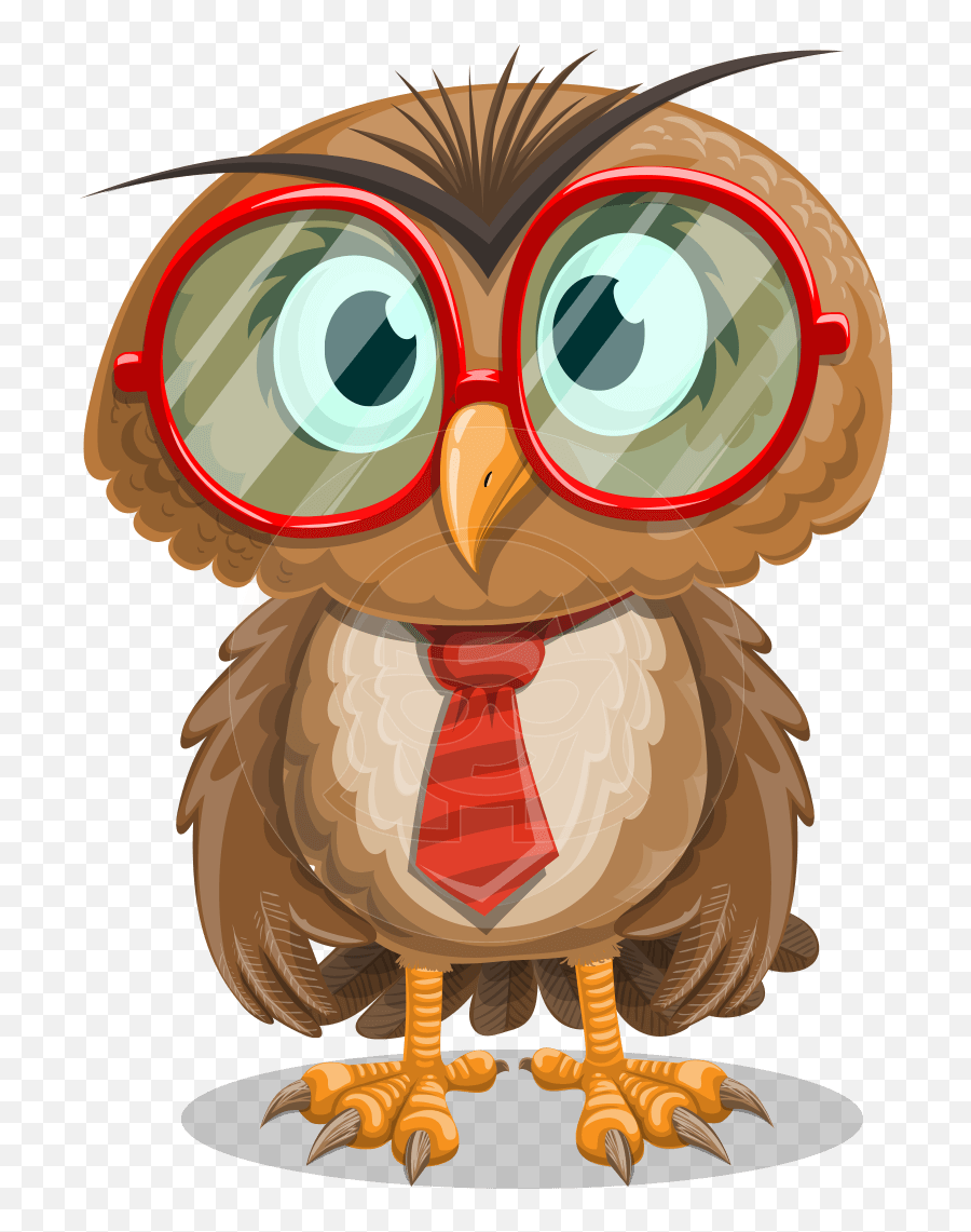 Owl With A Tie Cartoon Vector Character - Owl Characters Emoji,Owl Emotion Vectors