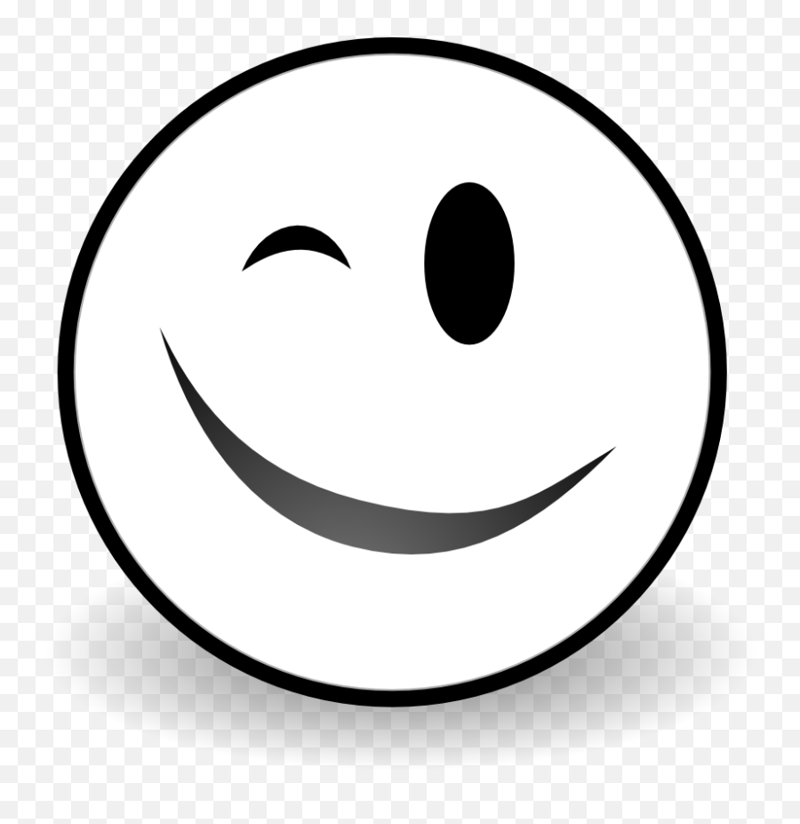 Wink Black And White Clipart - Happy Emoji,Wink Emoticon Black And White