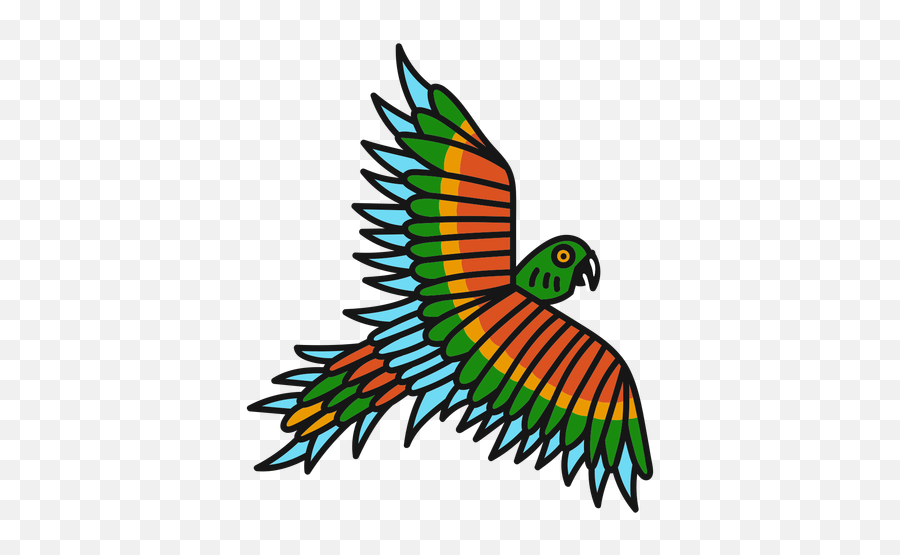 Parrot Flying Colored Coloured Tattoo - Loro Volando Animado Png Emoji,Parrot Emoji