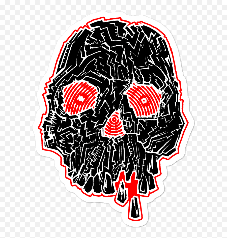 Hominoid Skull Stickers 001 Black Red - Son Of Witz Emoji,Facebook Skull Guy Emojis