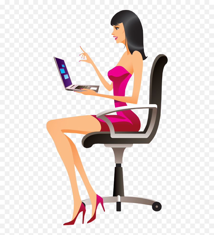 Office Girl Using Laptop Clipart Transparent Png Png Mart Emoji,Computer Girl Emoji