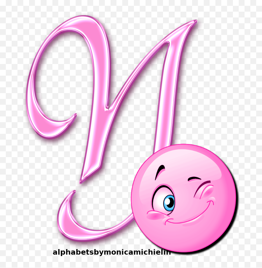Monica Michielin Alphabets Soft Pink Smile Alphabet Emoji,Letter M Emoji