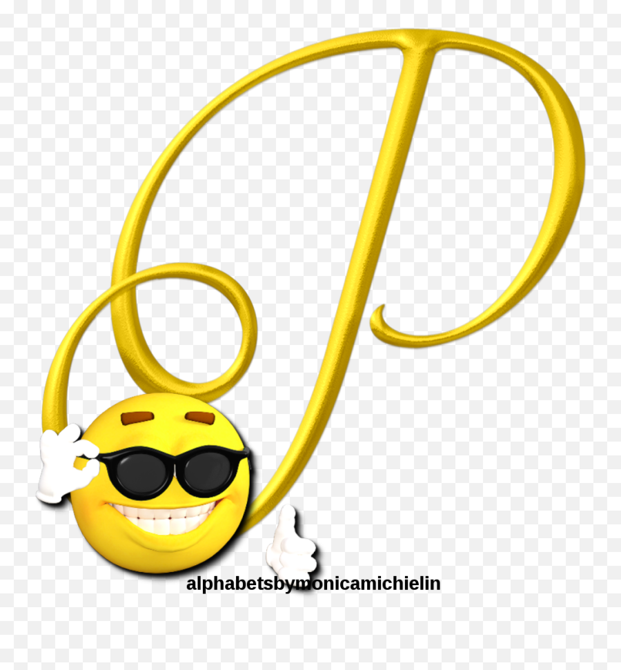 Monica Michielin Alphabets Yellow Smile Emoticon Emoji - Gold Letter P Png,Emoticon P