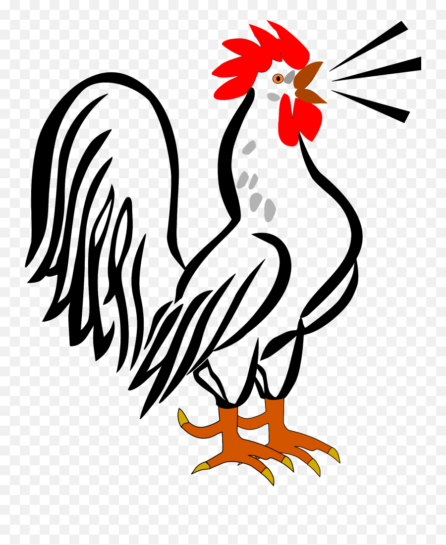 Singing Rooster Clipart - Rooster Crowing Clipart Black And White Emoji,Singing Emojis In Black And White