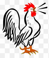 Singing Rooster Clipart - Rooster Crowing Clipart Black And White Emoji,Singing Emojis In Black And White