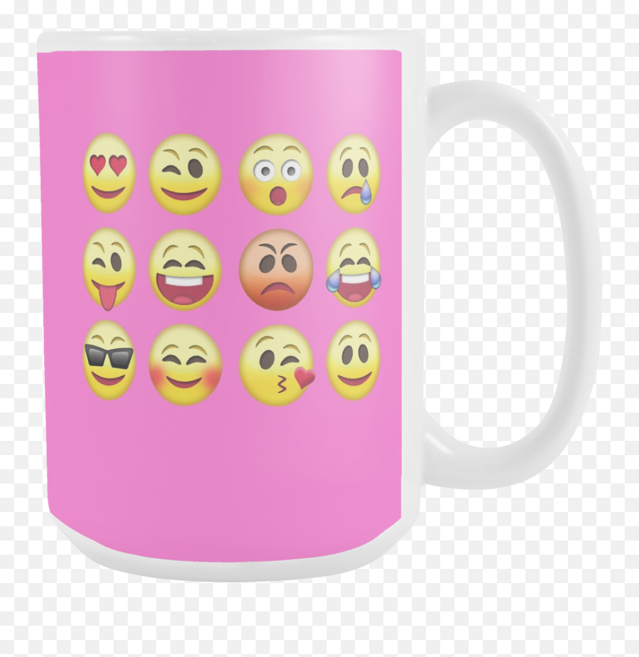 Download Hd White 15oz Mug 12 Set Emoji Mug - Mug Imagens Emojis,Emoticon For Coffee