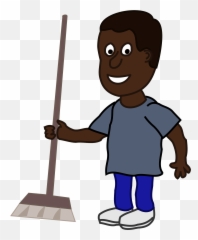 Man With A Broom Clipart - Black Man On A Broom Emoji,Broom Emoji