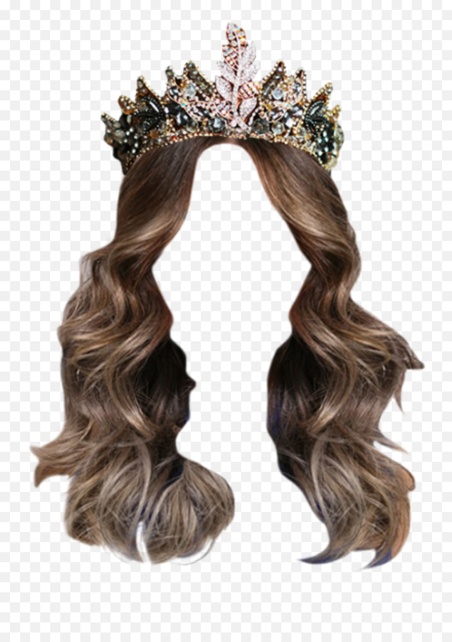 Long Blond Brown Crown Queen Sticker - Hair Design Emoji,Brown Princess Emoji
