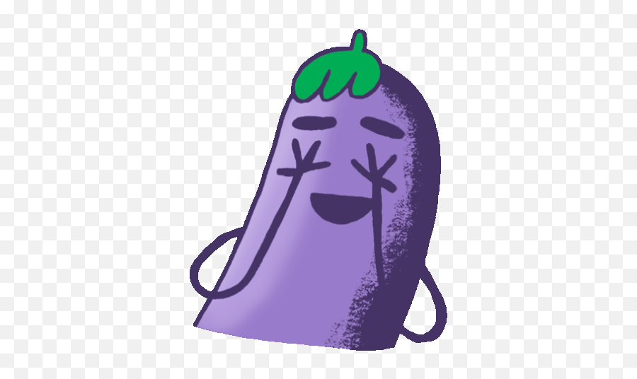 Eggplant Smiling Covering Eyes With Hands Sticker Emoji,Eggplant Emoticon G+