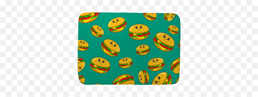 Abstract Seamless Pattern For Girls Or Boys Creative Vector Background With A Burger Hamburger Cute Eyes Funny Pattern For Textile And Fabric - Motif Drole Emoji,Fotos De Emoticons Comendo Hamburgue
