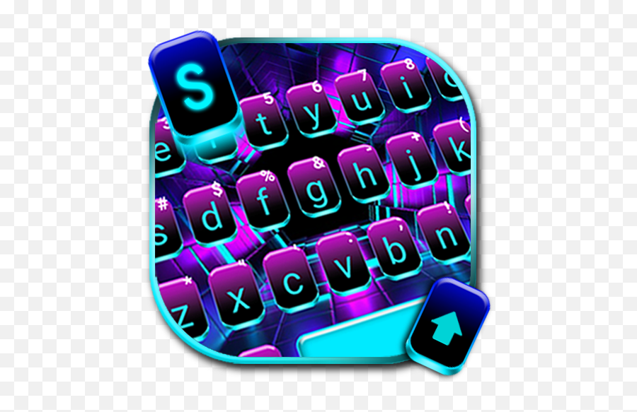 2021 Neon Space Lights Keyboard Theme Pc Android App - Technology Applications Emoji,Lg Keyboard Emoticon Suggestions