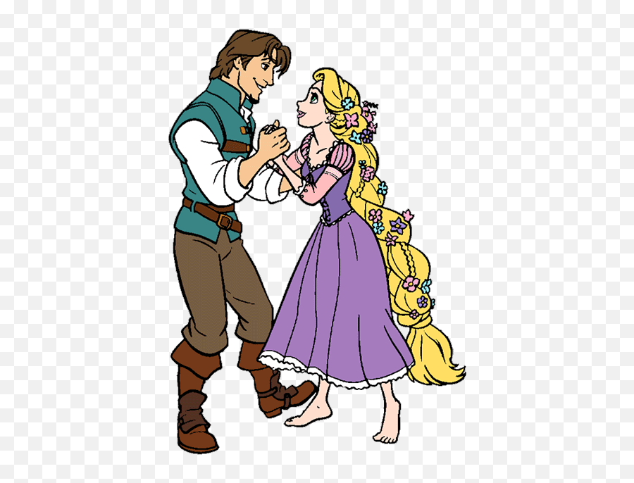 Rapunzel And Flynn Rider Dancing - Clip Art Library Flynn Rider And Rapunzel Clipart Emoji,Rapunzel Coming Out Of Tower With Emotions