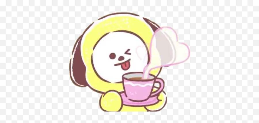 Bt21 Chimmy Tea Coffee Cute Sticker - Bt21 Chimmy Take A Break Emoji,Kawaii Tea Set Emoji