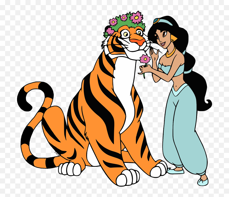 Clip Art Of Jasmine With Rajah Wearing A Crown Of Flowers - Jasmine And Rajah Flowers Emoji,Tangled As Told By Emoji