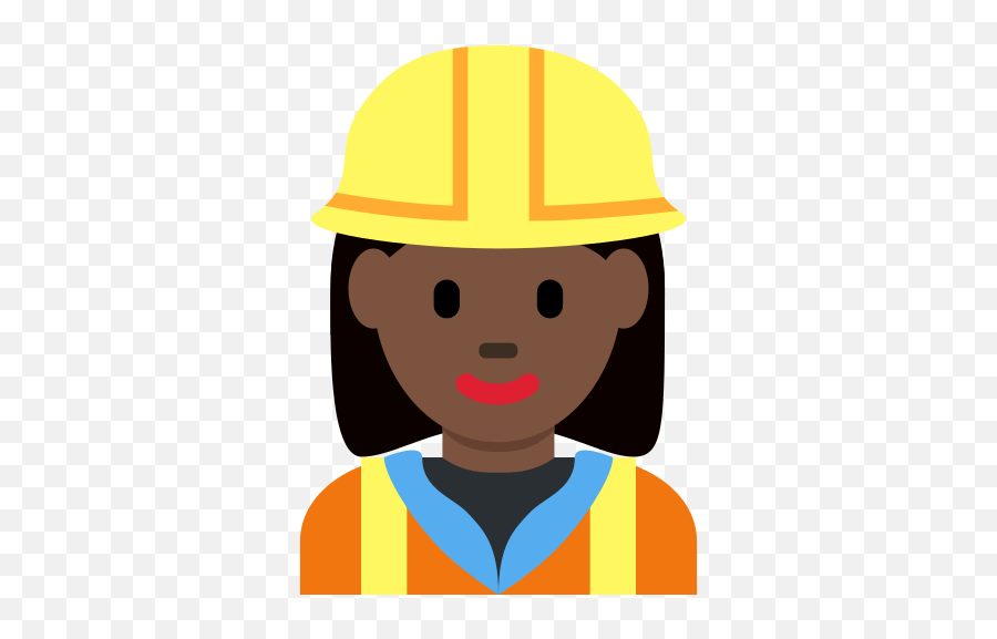 U200d Woman Construction Worker Emoji With Dark Skin - Black Female Construction Worker Cartoon,Dumbbell Emoji Copy And Paste