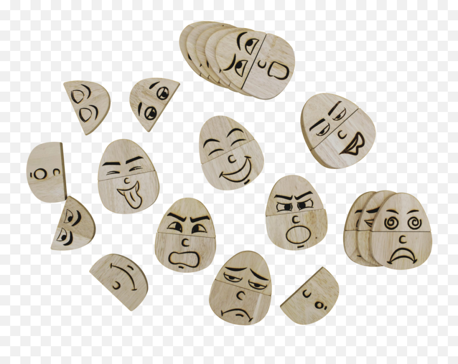 Wooden Emotion Matching Set - Happy Emoji,Finger Emotions