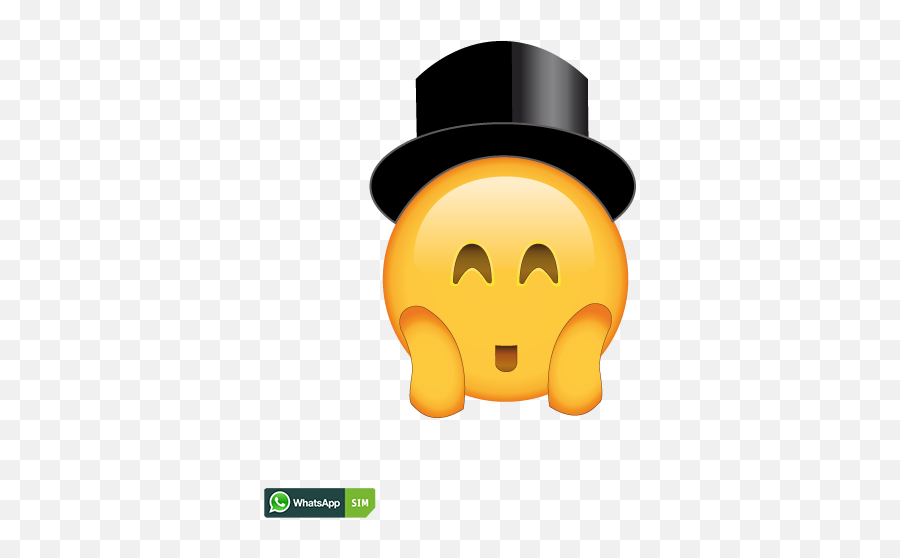 Erstauntes Emoji Mit Aufgeregtem Lachen Und Zylinder - Schmollmund Smiley,Emoji Erschrocken