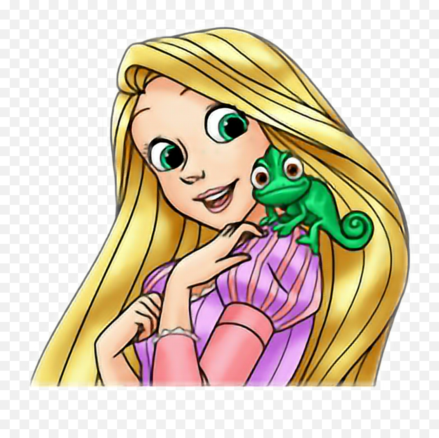 Tangled Sticker - Rapunzel Pascal Clipart Full Size Rapunzel With Pascal Drawing Emoji,Rapunzel Coming Out Of Tower With Emotions