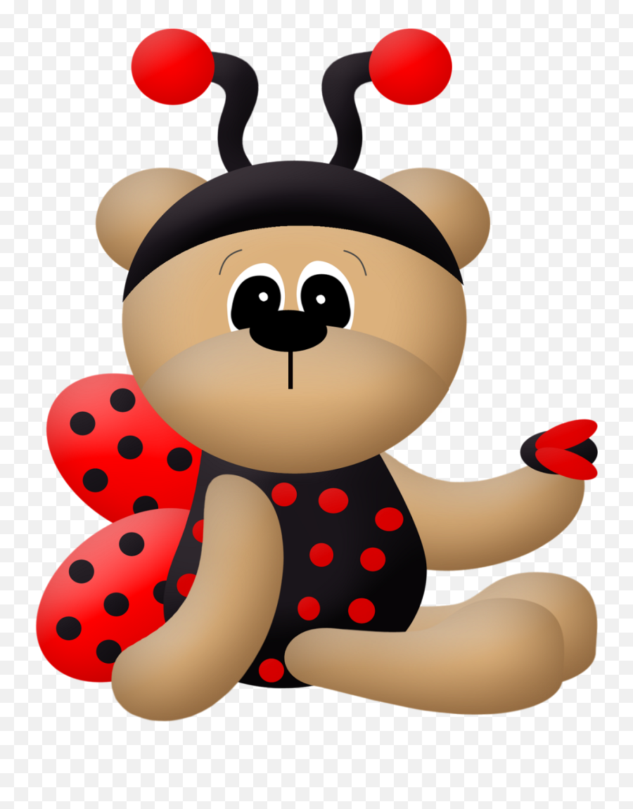 Ladybug Dress Bears Clip Art - Lady Bug Teddy Emoji,Mariquita Emoticon