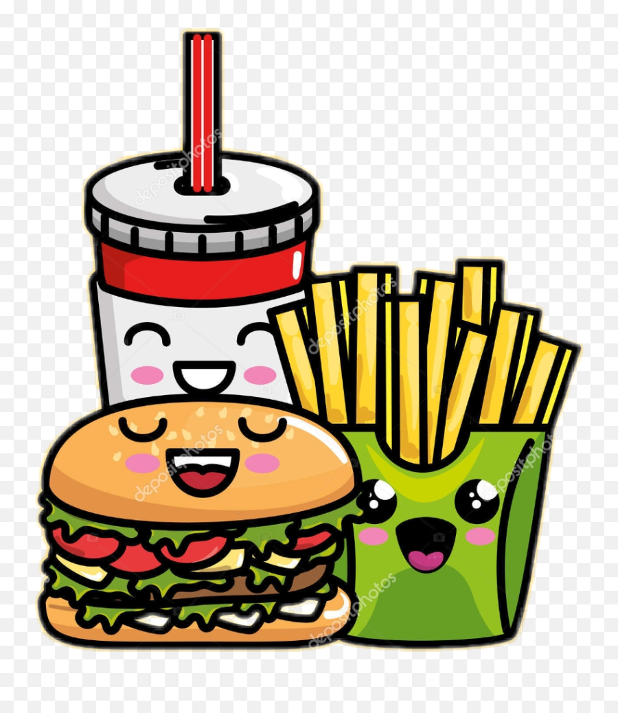 Chips Sticker Challenge On Picsart Emoji,Cat Emoji With A Burger And French Fries Coloring Page