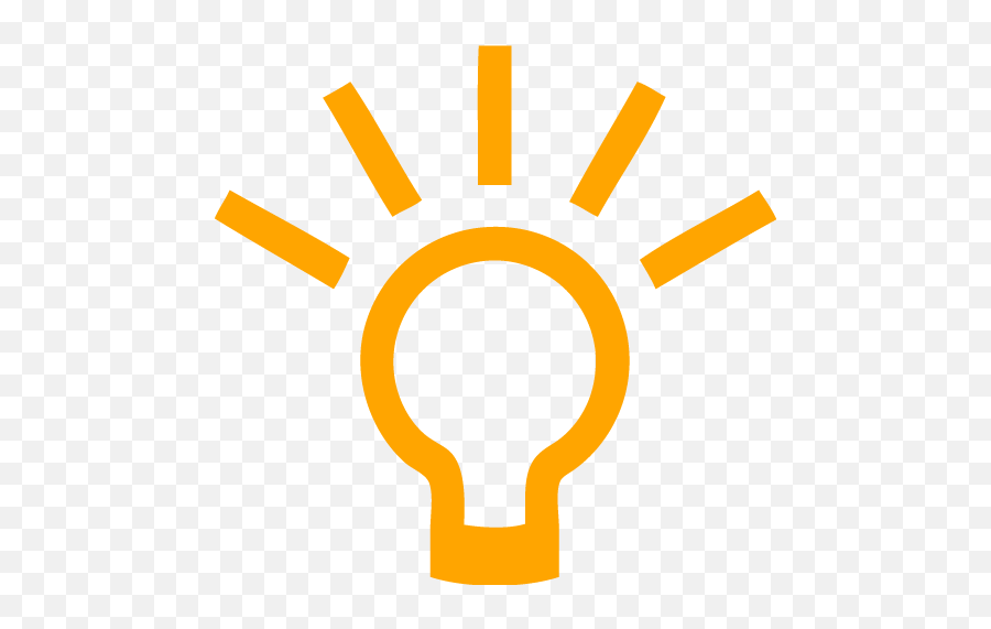 Orange Lightbulb 2 Icon - Yellow Lightbulb Icon Png Emoji,Lightbulb Emoticon Facebook