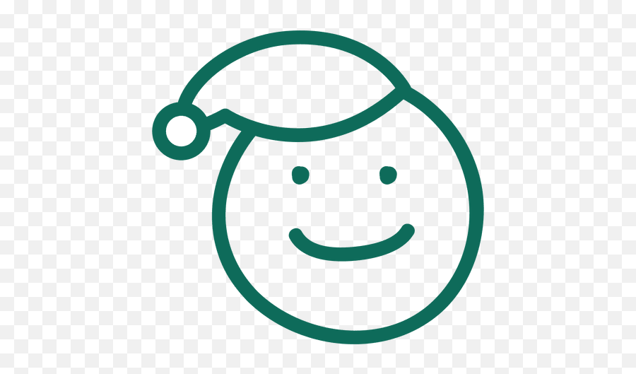 Grin Santa Claus Hat Face Green Stroke Emoticon 7 - Happy Emoji,Green Check Emoji