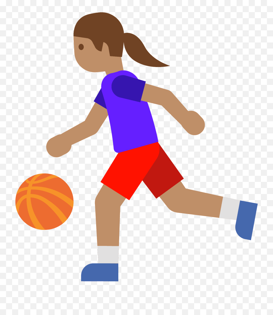 Tono De Piel Oscuro Mujer Botando Un Balón Clipart Dibujos - Someone Bouncing Basketball Emoji,Emojis Femenino Hd