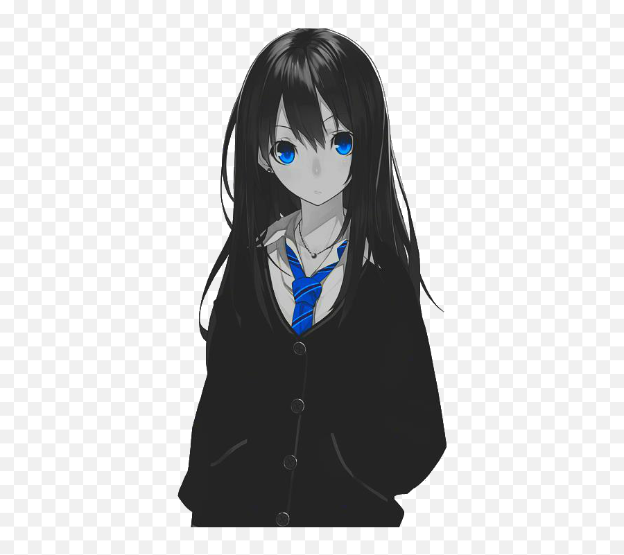The Coolest Anime Stickers - Black Hair Blue Eyes Anime Girl Emoji,Anime Face Sweattdrop Text Emoticons
