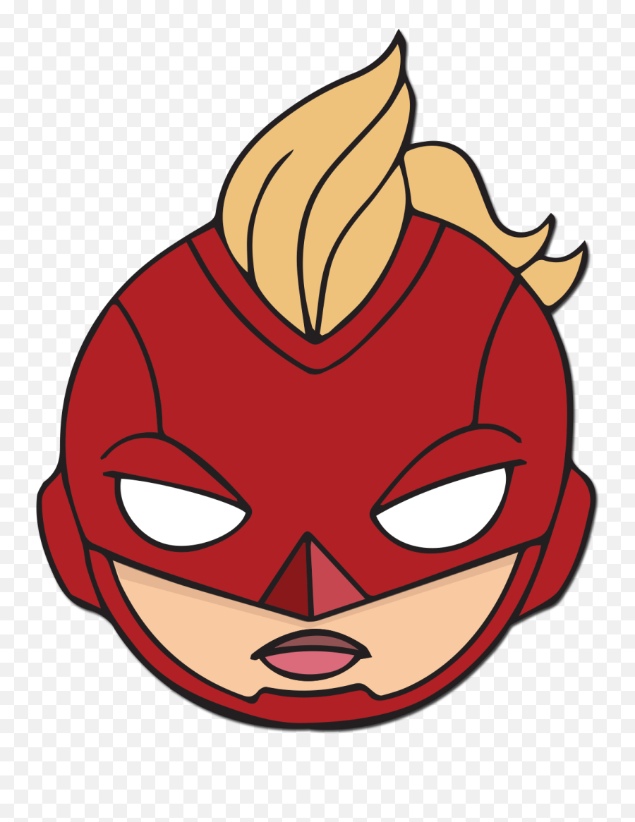 Captain Marvel Cartoon Face Clipart - Captain Marvel Sticker Png Emoji,Cartoon Villain Rotate Masks With Emotions