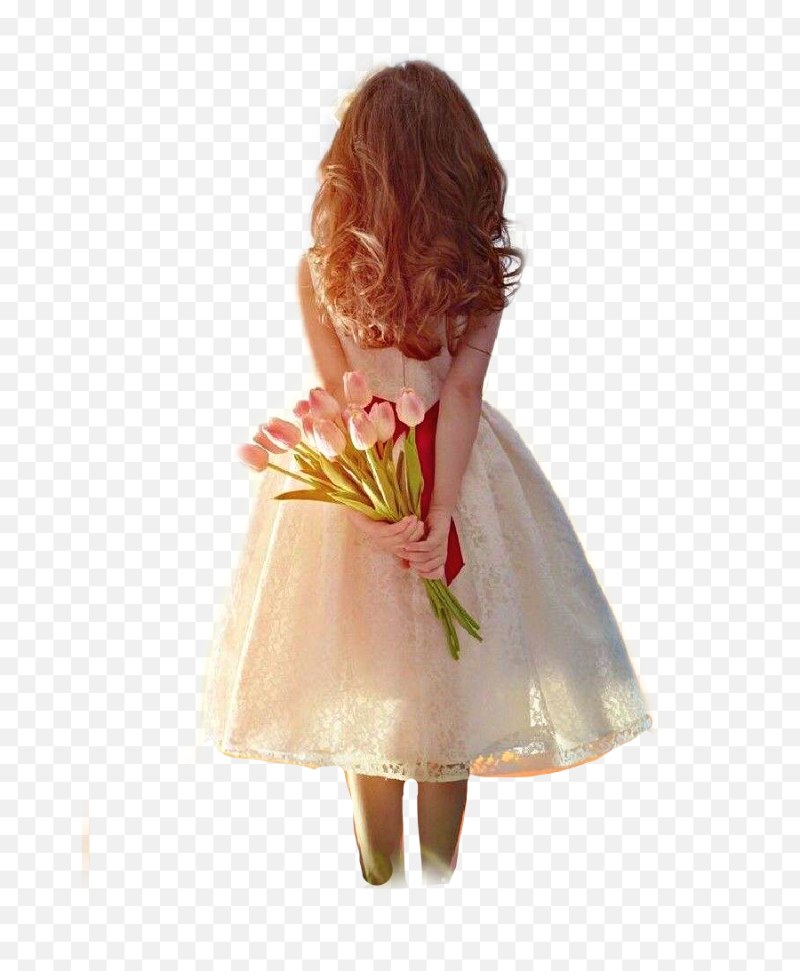 Girl Flowers Longhair Dress Sticker Emoji,Emoji Dress Girl
