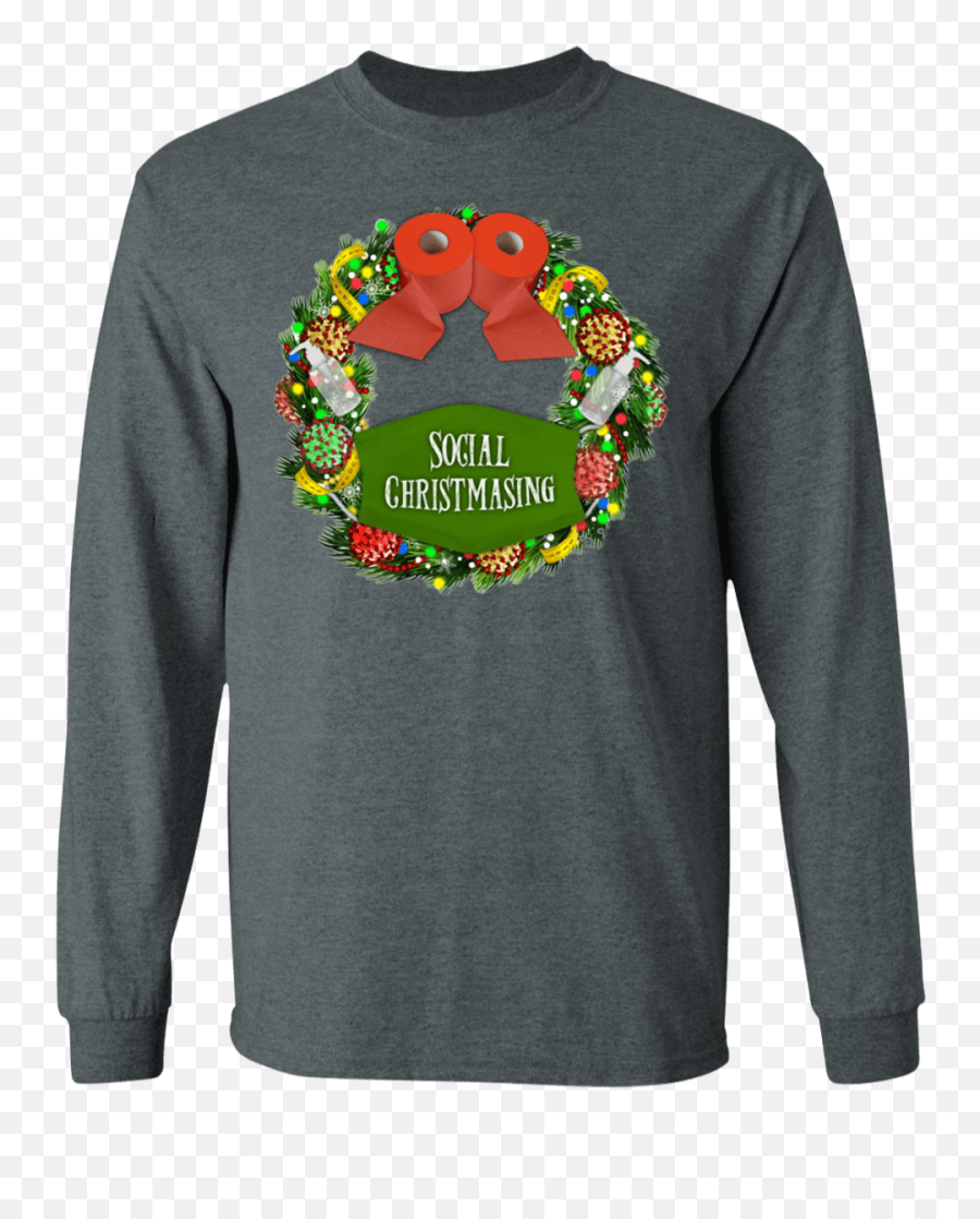 Social Christmasing Wreath Long Sleeve - Computer Science Student Shirt Emoji,All Emojis Fitness Shirts