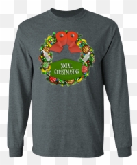 Social Christmasing Wreath Long Sleeve - Computer Science Student Shirt Emoji,All Emojis Fitness Shirts