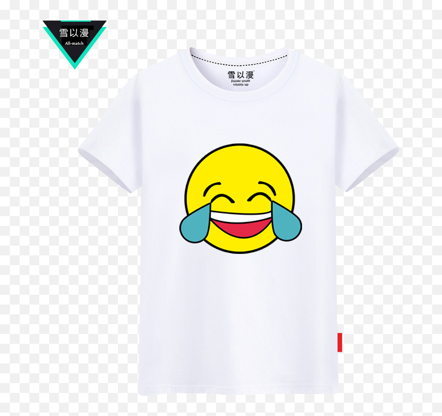 Pocket Print Expression Tees Embroidered Crying Laughing - T Shirt Naruto Akatsuki Emoji,Laughing Emoticon