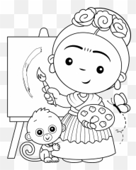 Coloring Pages Ideas In 2021 - Simple Frida Kahlo Colouring Emoji,Frida Khalo Emoji