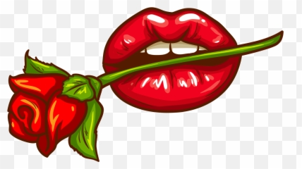 Cartoon Lips With Tongue Clipart - Cartoon Lips With Rose Emoji,Lip Bit Emoticon