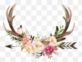 Horns Sticker Challenge On Picsart - Rustic Deer Antlers With Flowers Clipart Emoji,Horns Down Emoji